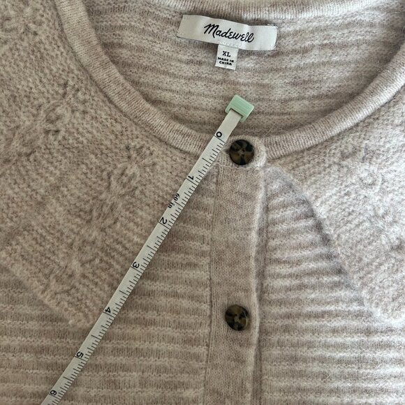 Madewell Pointelle Collar Button-Up Alpaca Cardigan Sweater Oat Women’s Size XL - Picture 7 of 12